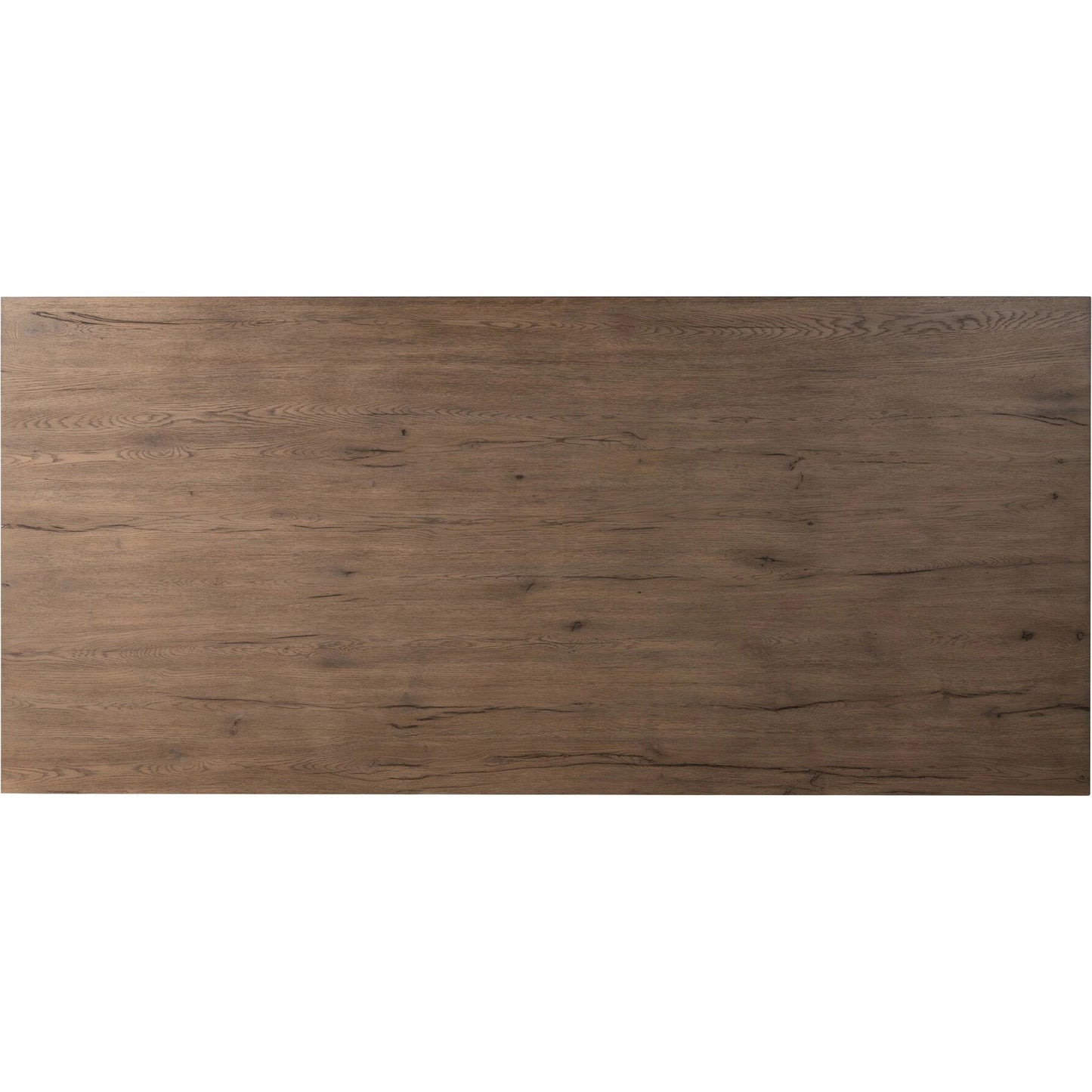 009 SI-2137461 | Closeup | Leo Dining Table by Four Hands in rustic grey. Made from thick oak veneer, solid oak, iron in a modern style.