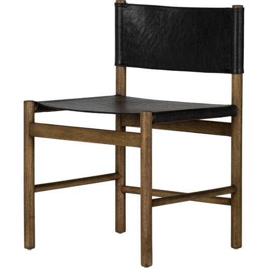 Kena Dining Chair by Four Hands. Made from top grain leather, solid parawood in a modern style.