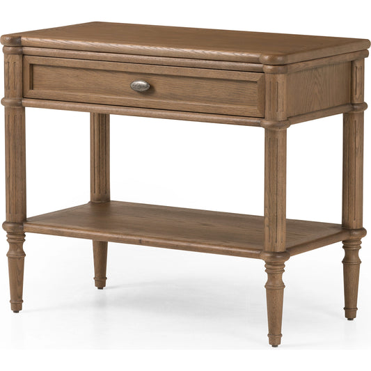 Toulouse Nightstand by Four Hands. Made from solid oak, oak veneer, zinc alloy in a modern style.