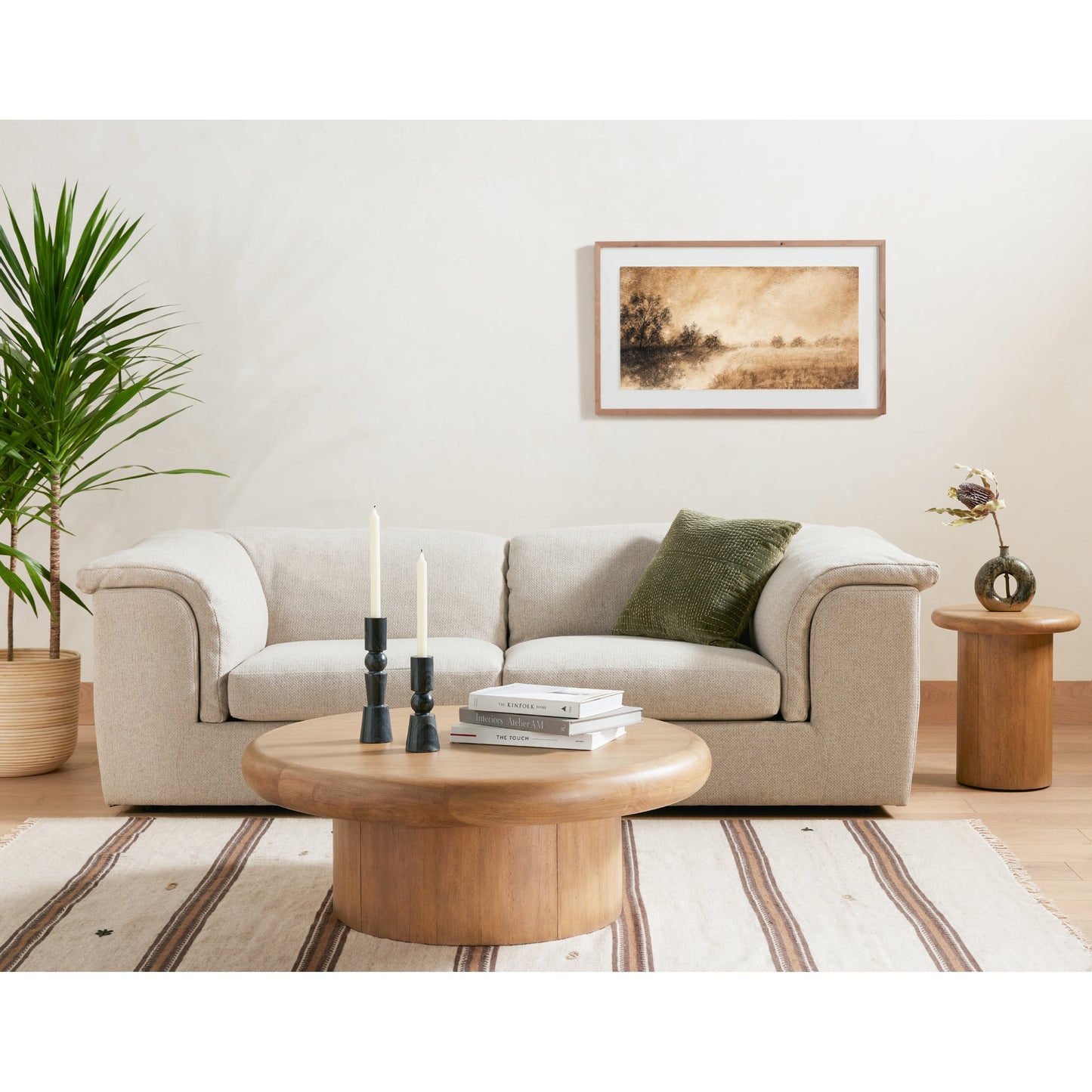 005 SI-1799023 | Lifestyle | Hillside Haze II by Aileen Fitzgerald by Four Hands in rustic walnut. Made from rustic walnut, acrylic glazing, textured fine art paper in a cottage & farmhouse style.