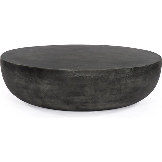 Basil Round Outdoor Coffee Table by Four Hands. Made from aluminum in a modern style.
