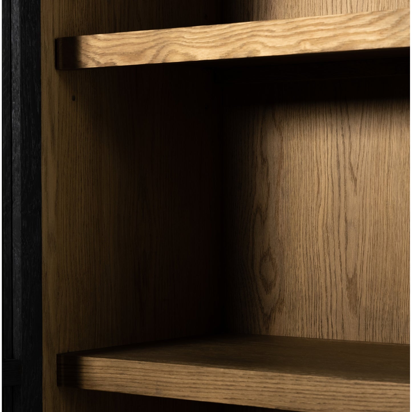 009 SI-1798102 | Additional Silo | Millie Double Cabinet by Four Hands in tempered glass, drifted black, drifted oak and matte black, drifted oak. Made from solid oak, oak veneer in a modern style.