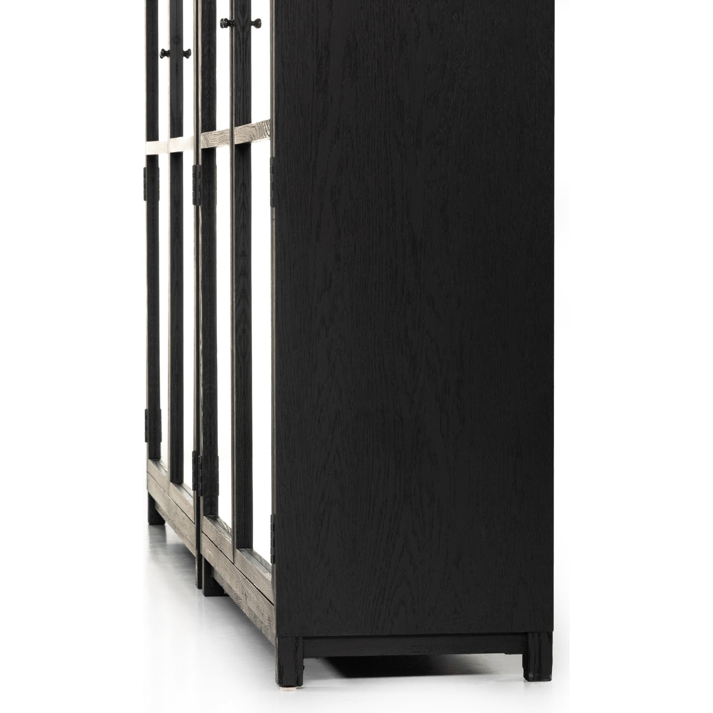 011 SI-1798102 | Additional Silo | Millie Double Cabinet by Four Hands in tempered glass, drifted black, drifted oak and matte black, drifted oak. Made from solid oak, oak veneer in a modern style.