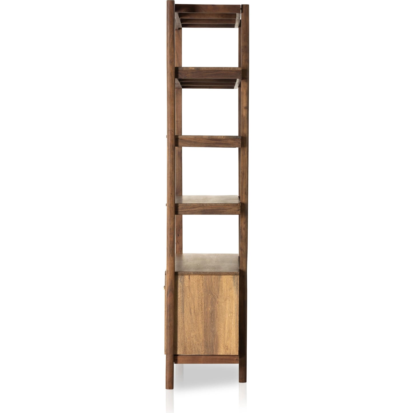 007 SI-1977719 | Additional Silo | Reza Wide Bookcase by Four Hands in smoked honey, raw brass, toasted acacia. Made from solid acacia, solid parawood in a modern style.