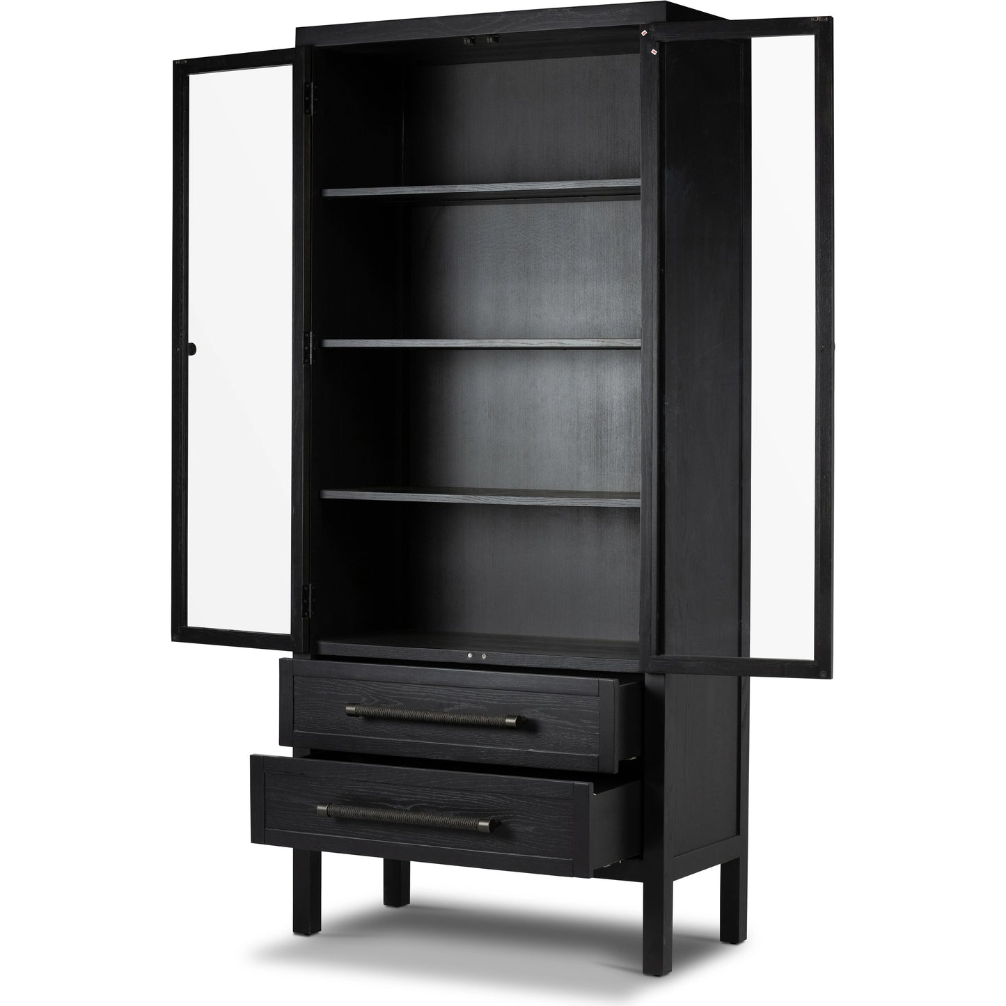 005 SI-1977460 | Additional Silo | Laker Cabinet by Four Hands in black oak. Made from solid oak, rush, oak veneer in a cottage & farmhouse style.