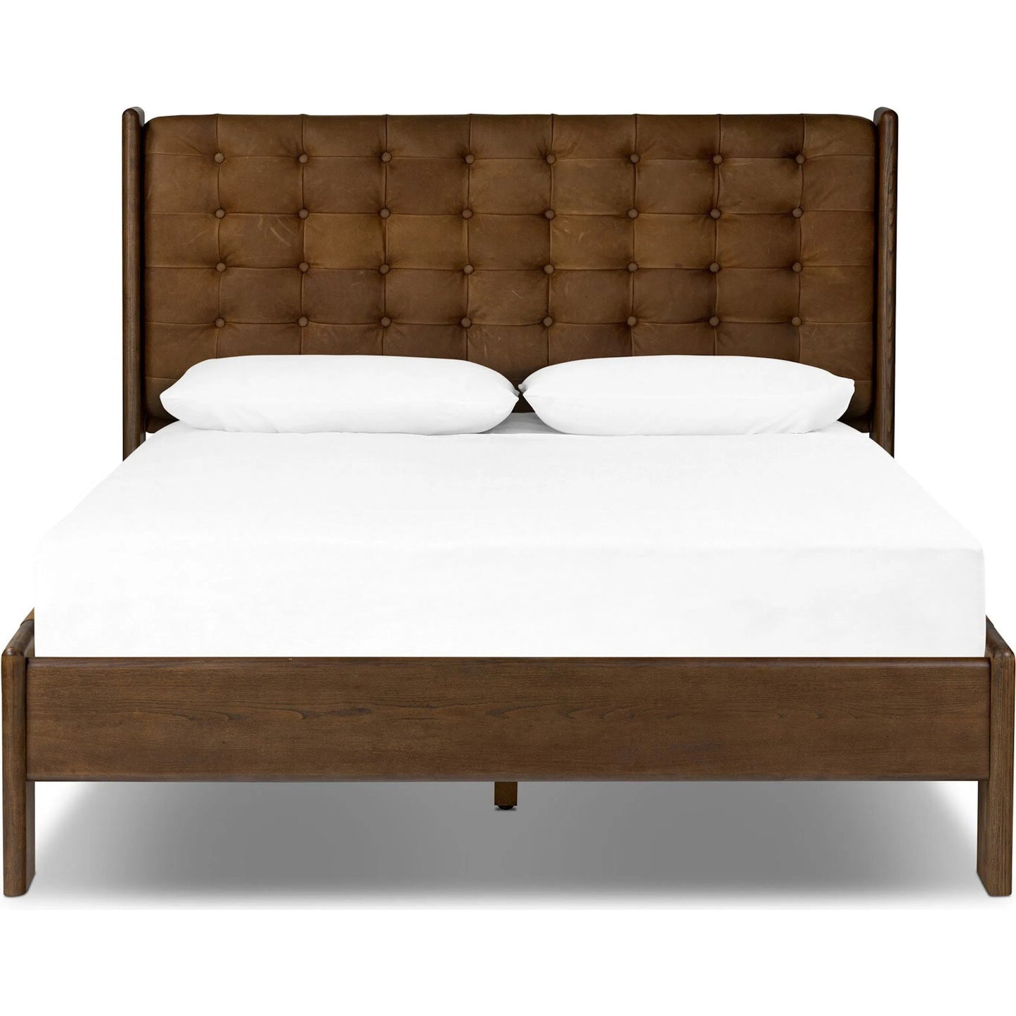 009 SI-2320085 | Additional Silo | Halston Bed by Four Hands in heirloom sienna, terra brown ash, terra brown ash veneer. Made from top grain leather, solid ash, ash veneer in a modern style.