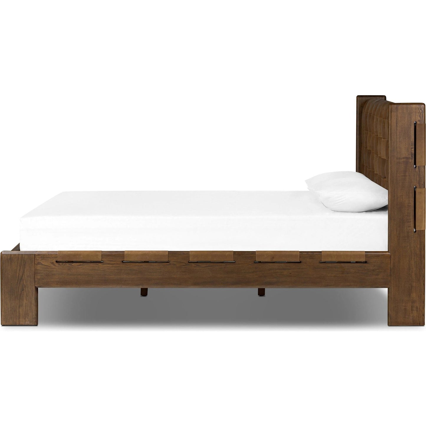 010 SI-2320085 | Additional Silo | Halston Bed by Four Hands in heirloom sienna, terra brown ash, terra brown ash veneer. Made from top grain leather, solid ash, ash veneer in a modern style.