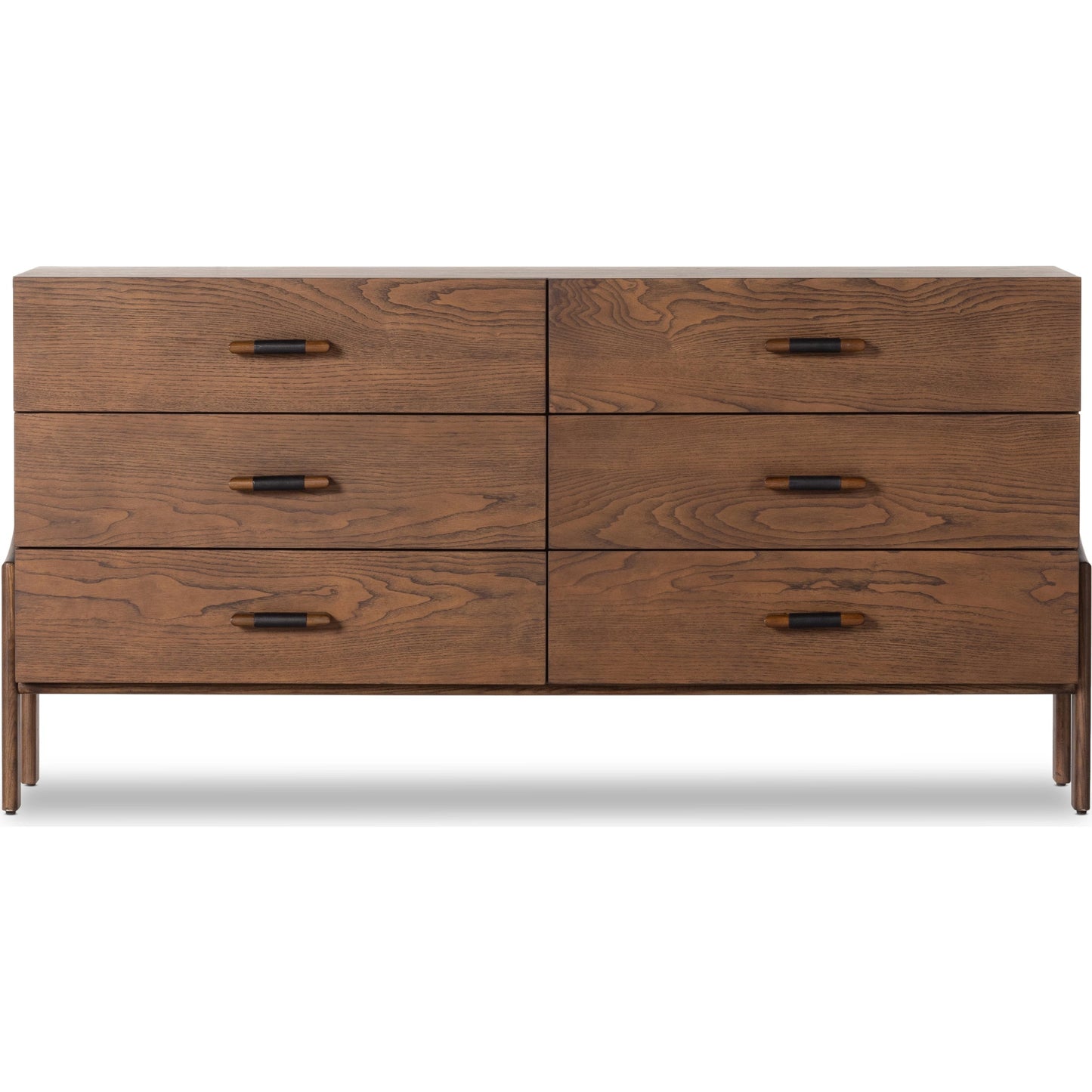 002 SI-2001419 | Additional Silo | Halston 6 Drawer Dresser by Four Hands in terra brown ash. Made from solid ash, ash veneer, top grain leather in a modern style.