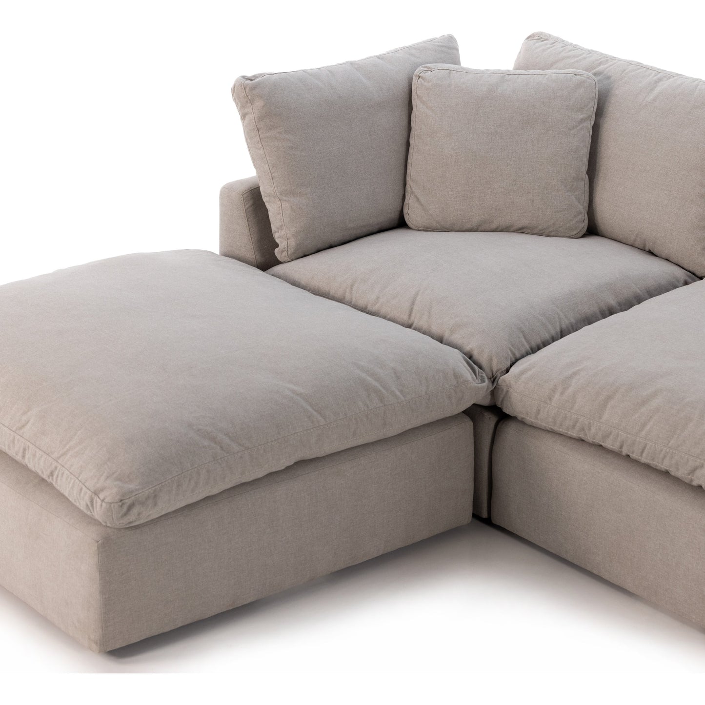 022 SI-1800107 | Closeup | Stevie 4-Piece Sectional W/ Ottoman by Four Hands. Made from unique in a modern style.
