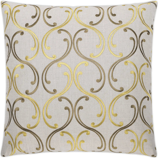 Bequest Pillow by DV Kap Home in golden. Made from 70% rayon, 30% linen in a traditional style.