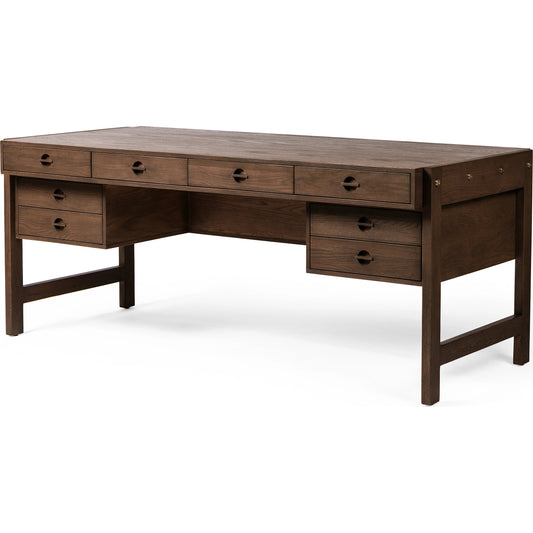 Oakley Desk by Four Hands in dark toasted oak. Made from oak veneer in a modern style.