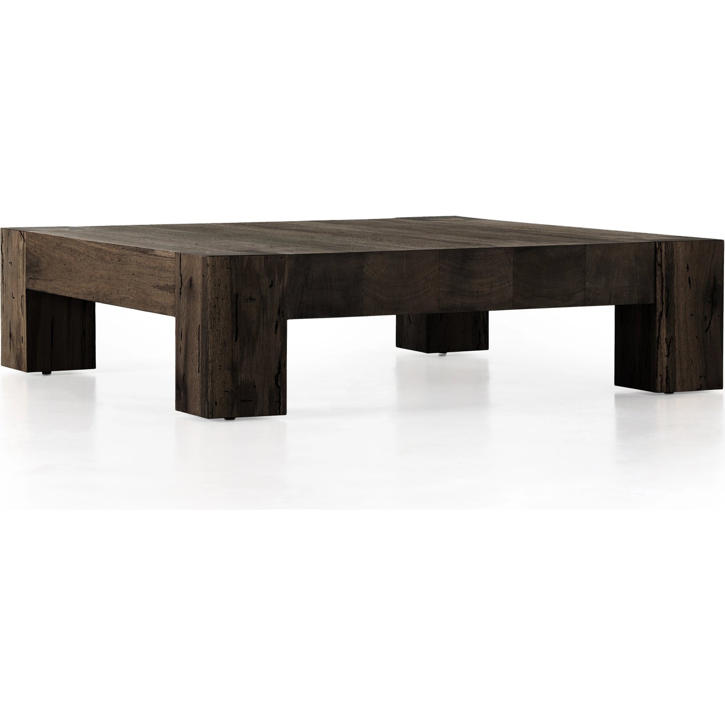 003 SI-1976980 | Additional Silo | Abaso Coffee Table by Four Hands in ebony rustic wormwood oak. Made from thick oak veneer, engineered hardwood in a transitional style.