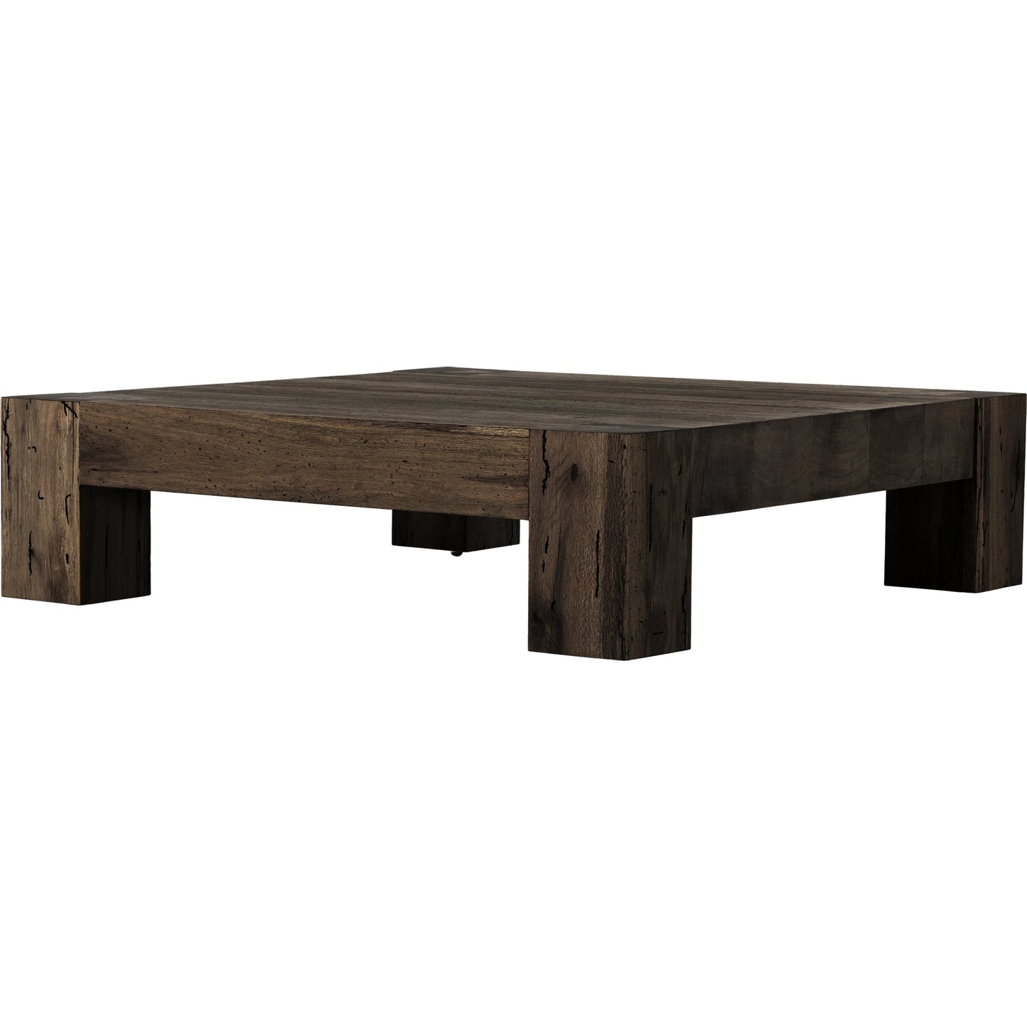 002 SI-1976980 | Additional Silo | Abaso Coffee Table by Four Hands in ebony rustic wormwood oak. Made from thick oak veneer, engineered hardwood in a transitional style.
