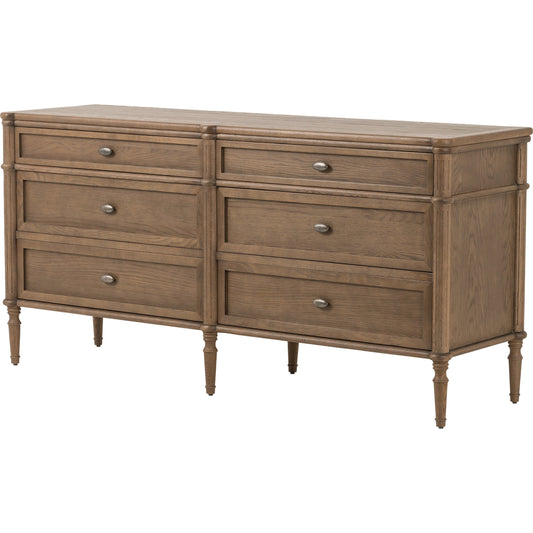 014 SI-1980749 | Primary Silo | Toulouse 6 Drawer Dresser by Four Hands in toasted oak veneer and distressed black oak, polished white marble. Made from unique in a modern style.