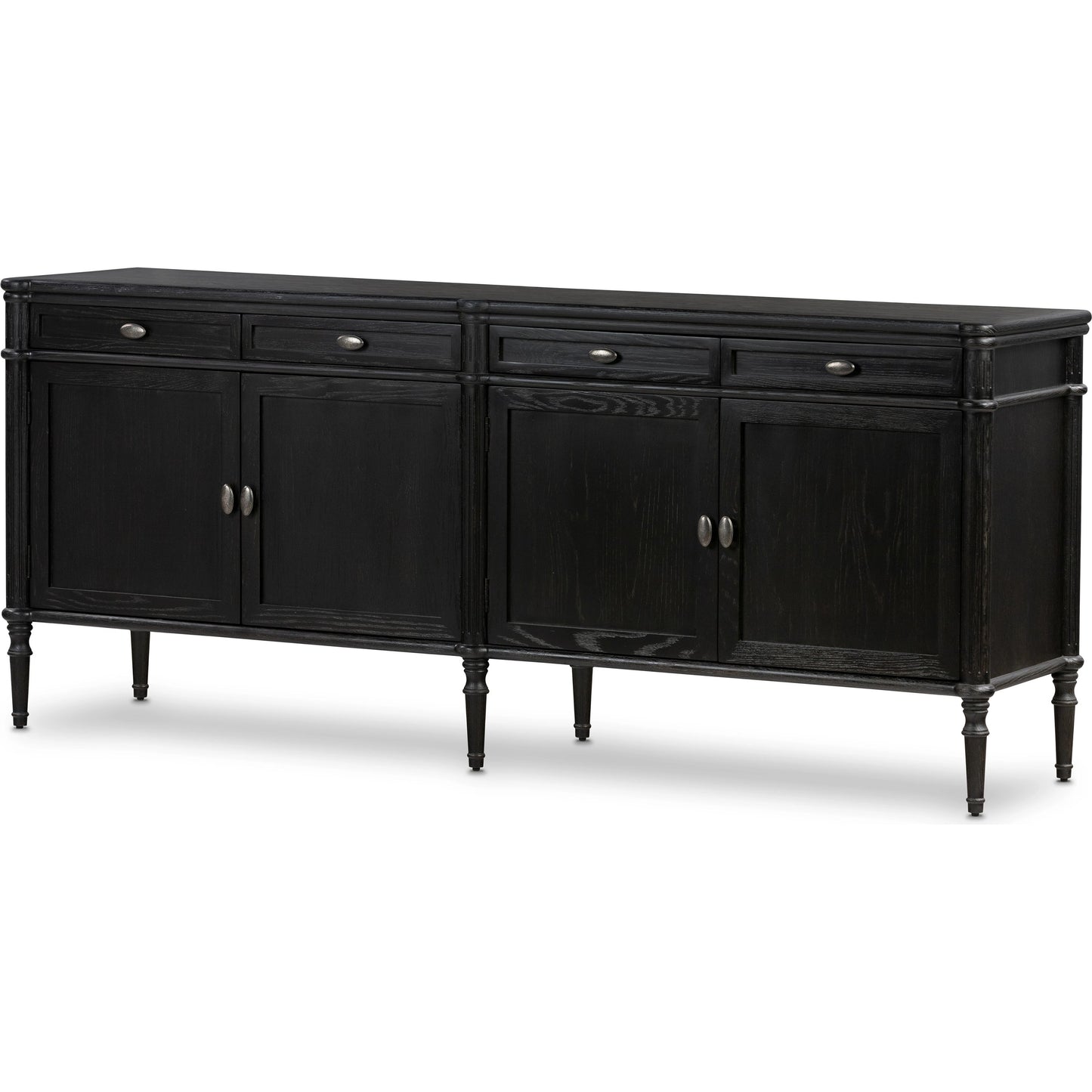 001 SI-1977876 | Primary Silo | Toulouse Sideboard by Four Hands in distressed black. Made from oak veneer, solid oak, zinc alloy in a modern style.