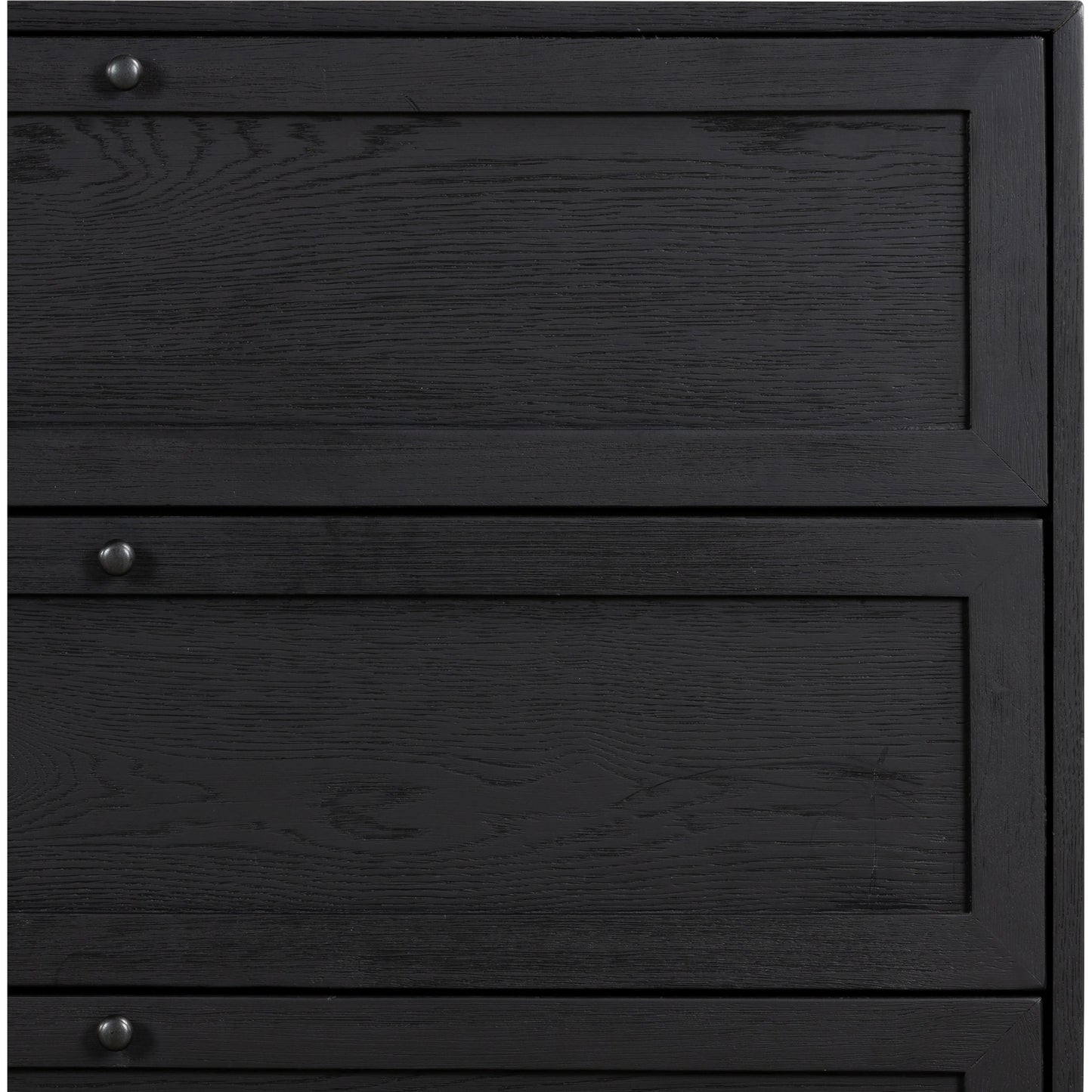 006 SI-2001640 | Additional Silo | Millie 6 Drawer Dresser by Four Hands in drifted matte black. Made from oak veneer, solid parawood, iron in a modern style.