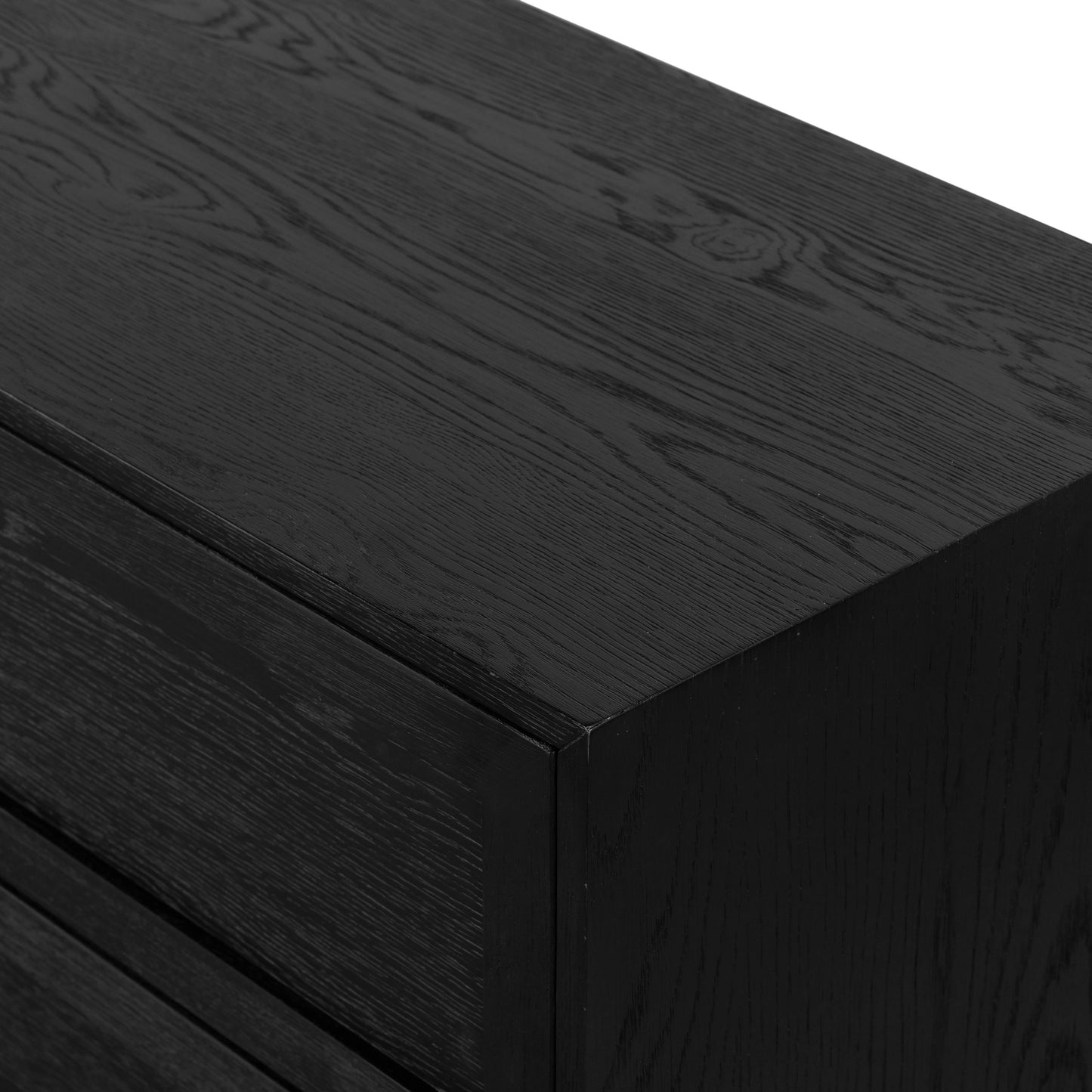008 SI-2001640 | Additional Silo | Millie 6 Drawer Dresser by Four Hands in drifted matte black. Made from oak veneer, solid parawood, iron in a modern style.