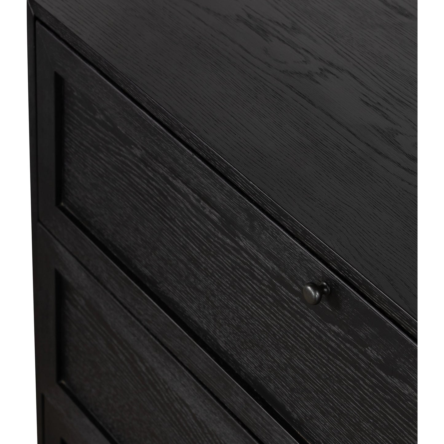 009 SI-2001640 | Additional Silo | Millie 6 Drawer Dresser by Four Hands in drifted matte black. Made from oak veneer, solid parawood, iron in a modern style.