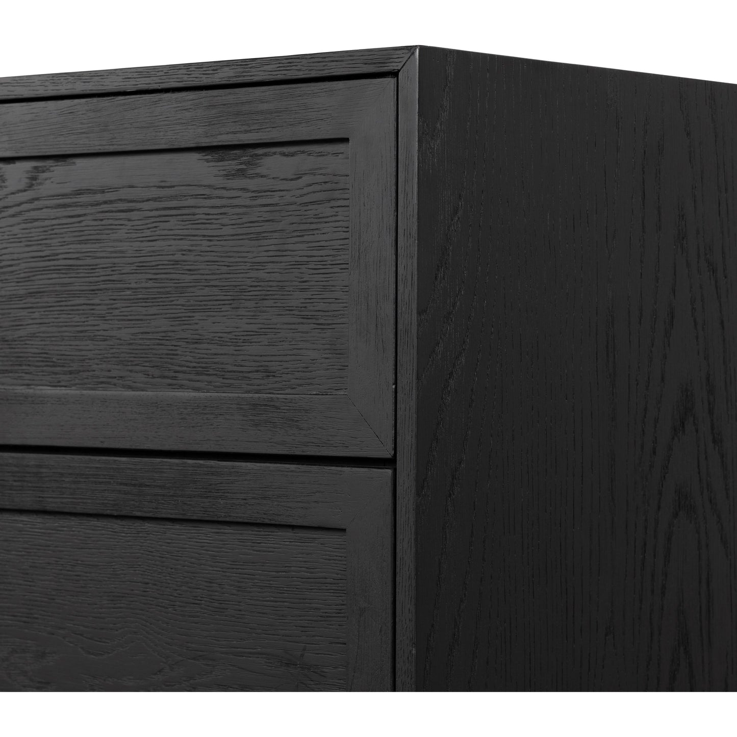 010 SI-2001640 | Additional Silo | Millie 6 Drawer Dresser by Four Hands in drifted matte black. Made from oak veneer, solid parawood, iron in a modern style.
