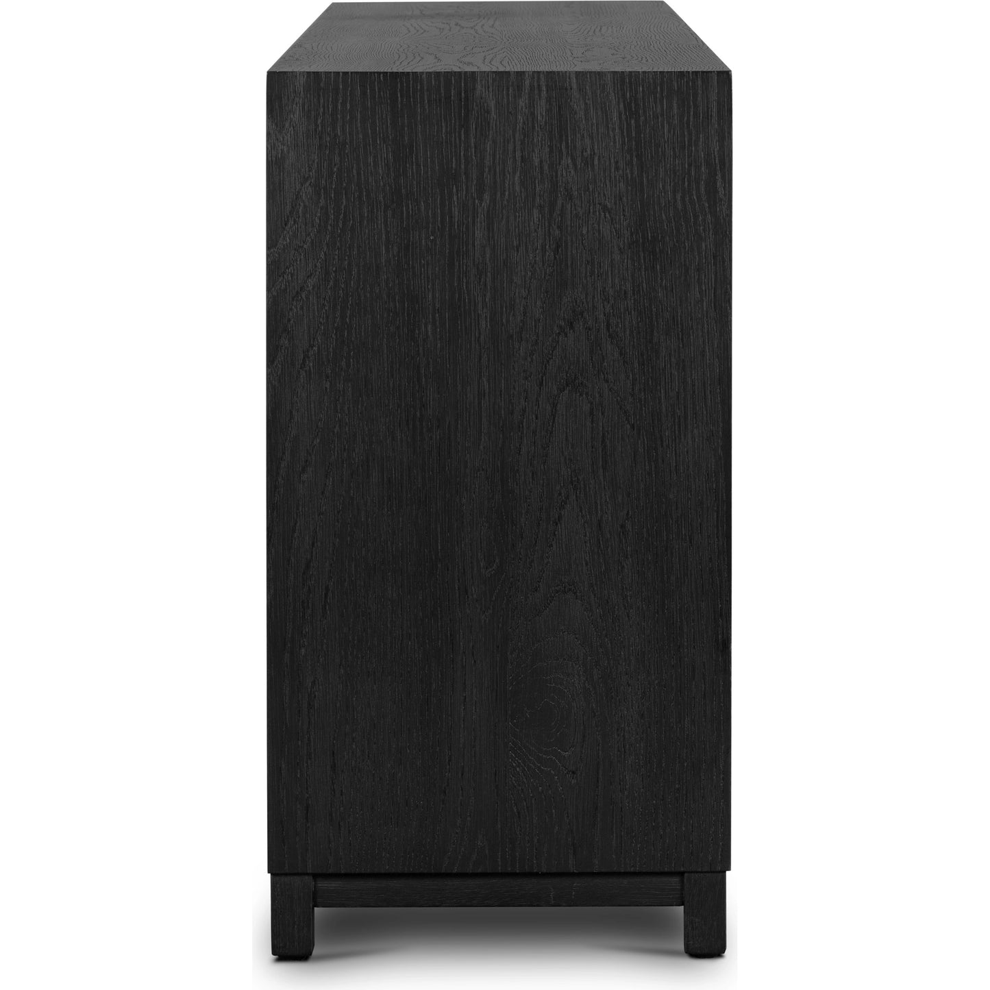 004 SI-2001640 | Additional Silo | Millie 6 Drawer Dresser by Four Hands in drifted matte black. Made from oak veneer, solid parawood, iron in a modern style.