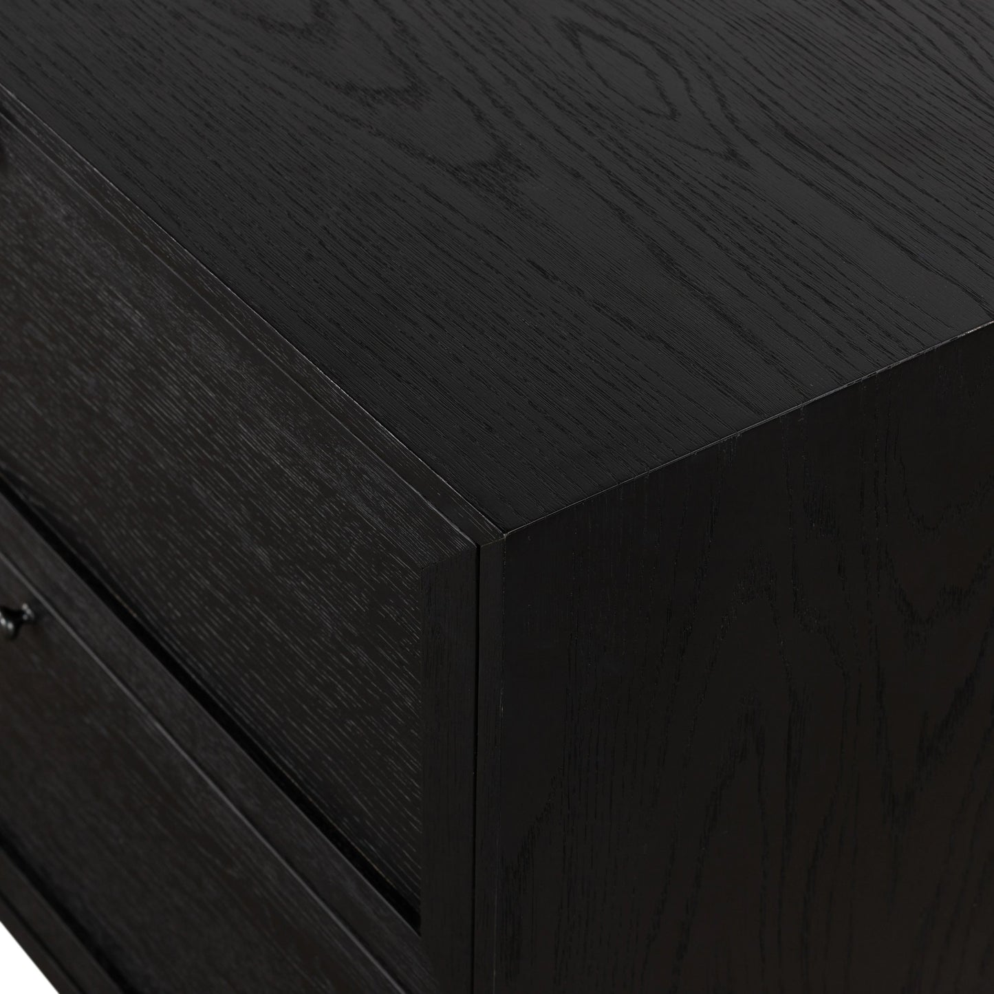 008 SI-2092753 | Additional Silo | Millie Nightstand by Four Hands in drifted matte black veneer, antique pewter, drifted oak. Made from oak veneer, solid parawood, iron in a modern style.