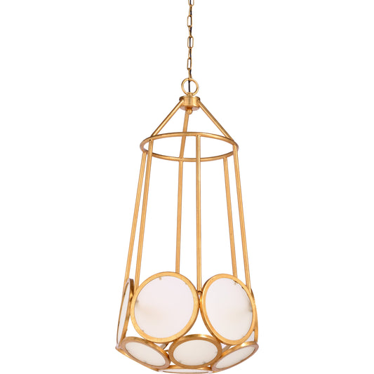 001 SR-385257 | Primary Silo | Earlom Pendant by Wildwood in antique gold leaf, frosted. Made from other: metal in a modern style.