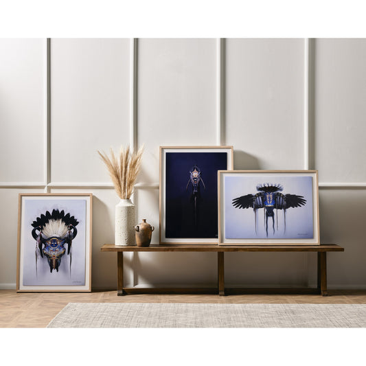 Black Horse Running by Boyd Elder by Four Hands. Made from vertical grain white oak, acrylic glazing in a eclectic & global style.