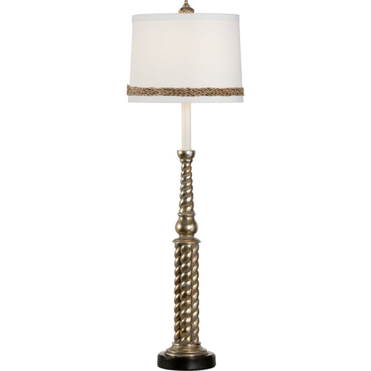 Swannanoa Lamp by Wildwood in antique silver leaf, black. Made from unique in a traditional style.