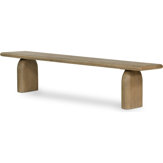 Sorrento Dining Bench by Four Hands in aged drift mindi. Made from mindi solid in a eclectic & global style.