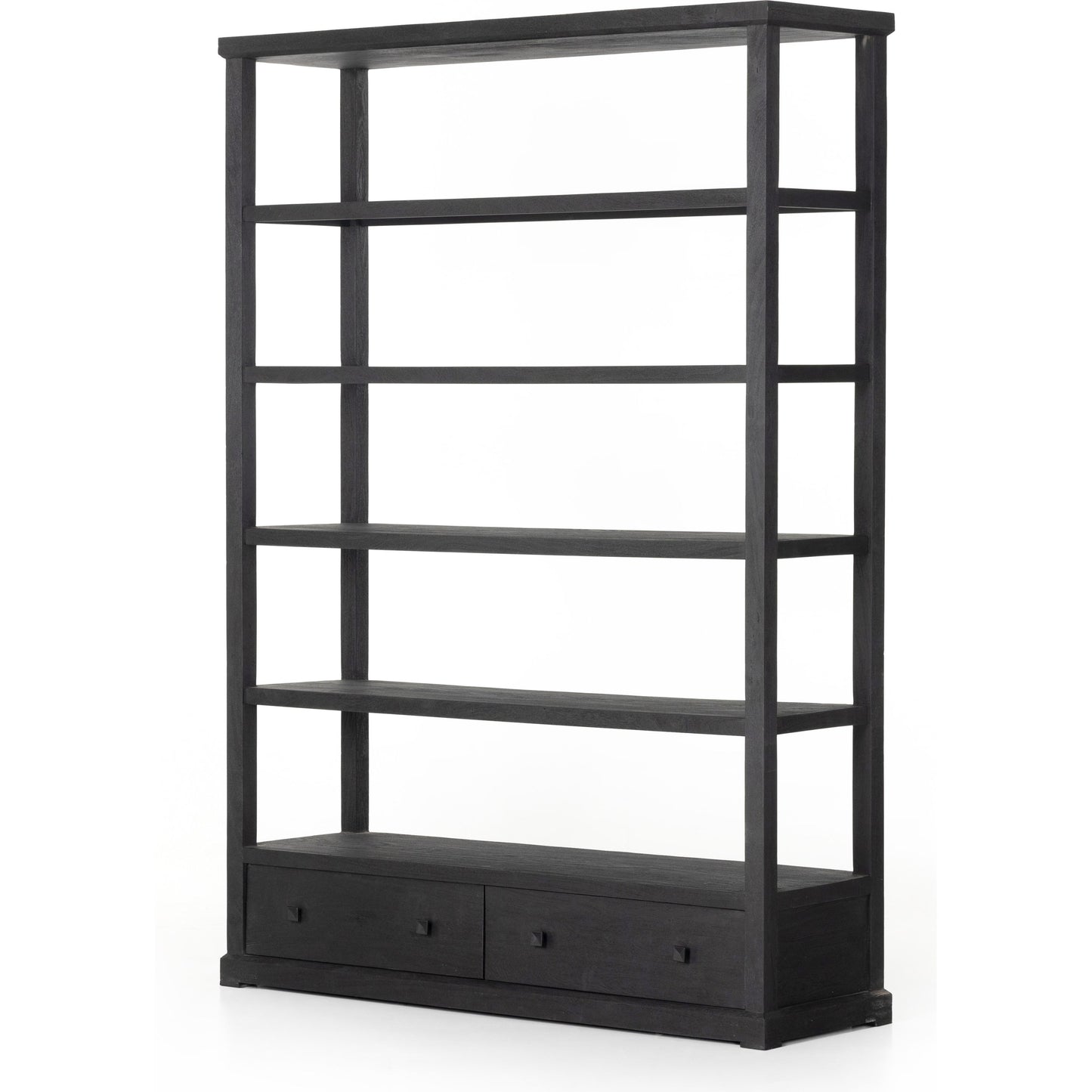 001 SI-1902932 | Additional Silo | Woodmore Bookcase by Four Hands in dark totem, black iron and dark totem. Made from solid mixed reclaimed wood, iron in a transitional style.