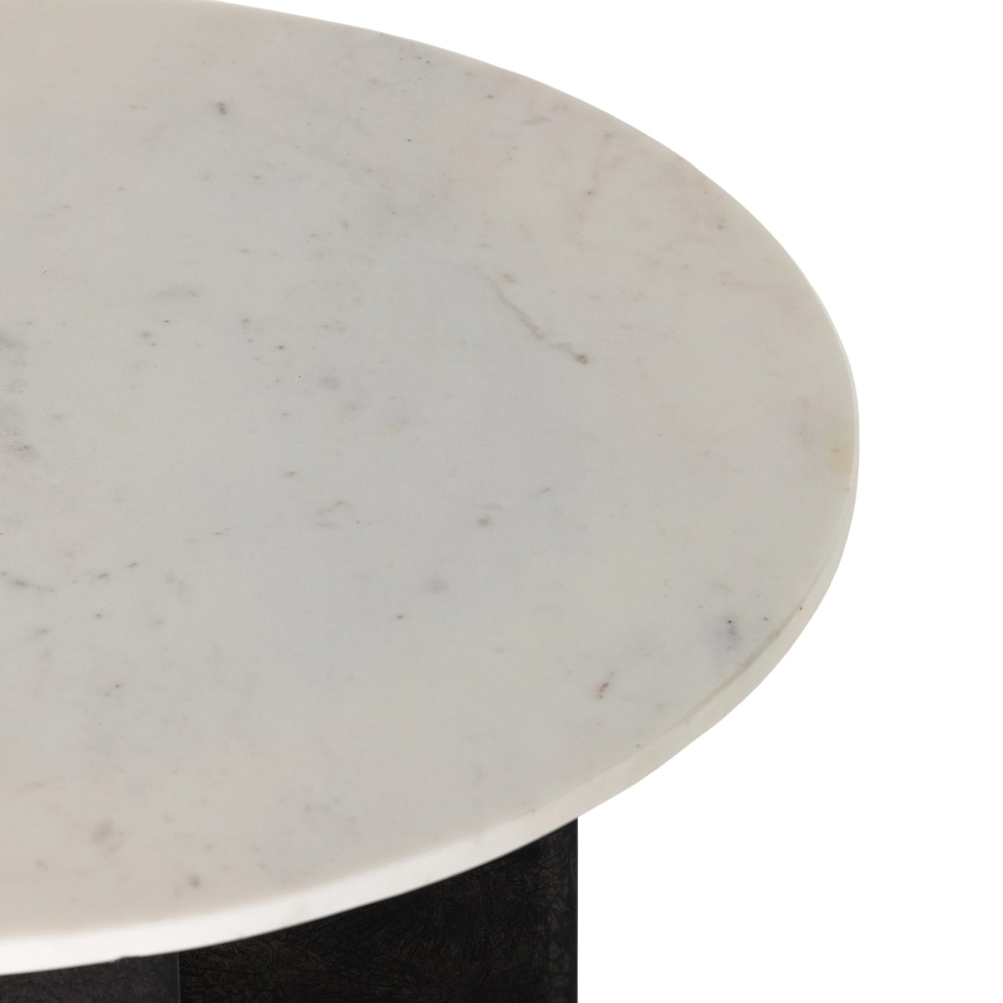 008 SI-1977851 | Additional Silo | Terrell Round End Table by Four Hands in raw black, polished white marble. Made from solid marble, aluminum, engineered hardwood in a modern style.