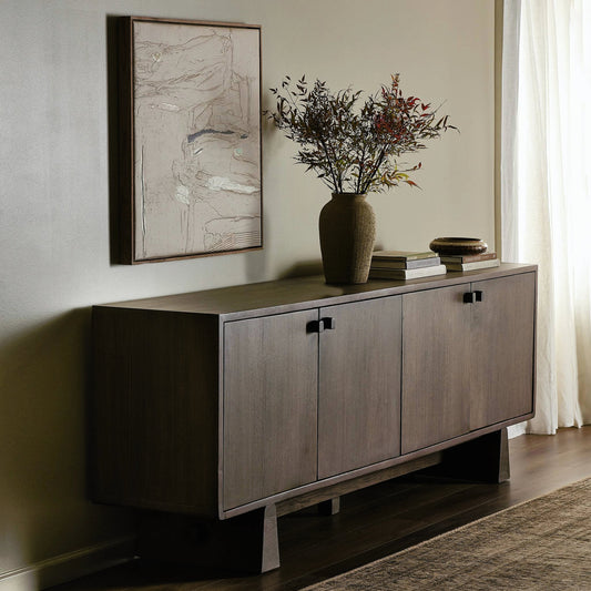 Malmo Sideboard by Four Hands in aged natural oak, aged natural oak veneer and aged natural oak. Made from solid oak, oak veneer in a modern style.