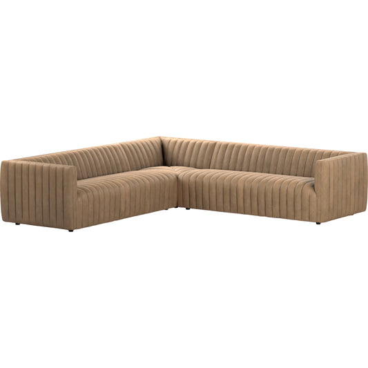 002 SI-1901388 | Primary Silo | Augustine 3-PC Sectional by Four Hands in palermo drift. Made from top grain leather, poplar plywood, 100% polyester in a modern style.