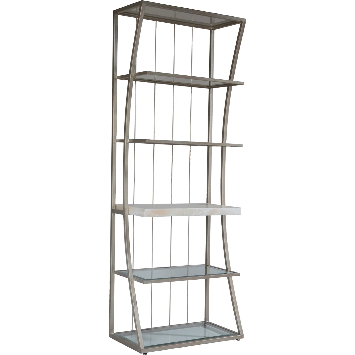 001 SI-2136952 | Primary Silo | Vara Etagere by Artistica Home in champagne silver leaf. Made from unique in a modern style.
