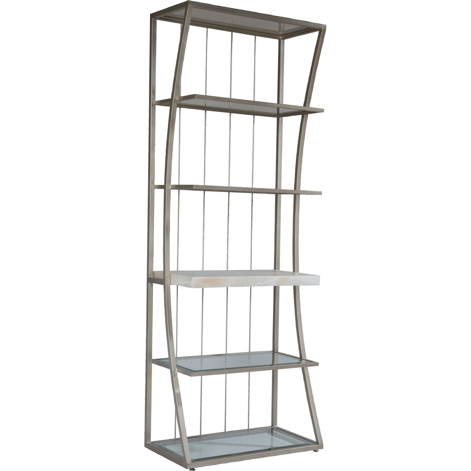 Vara Etagere by Artistica Home in champagne silver leaf. Made from unique in a modern style.