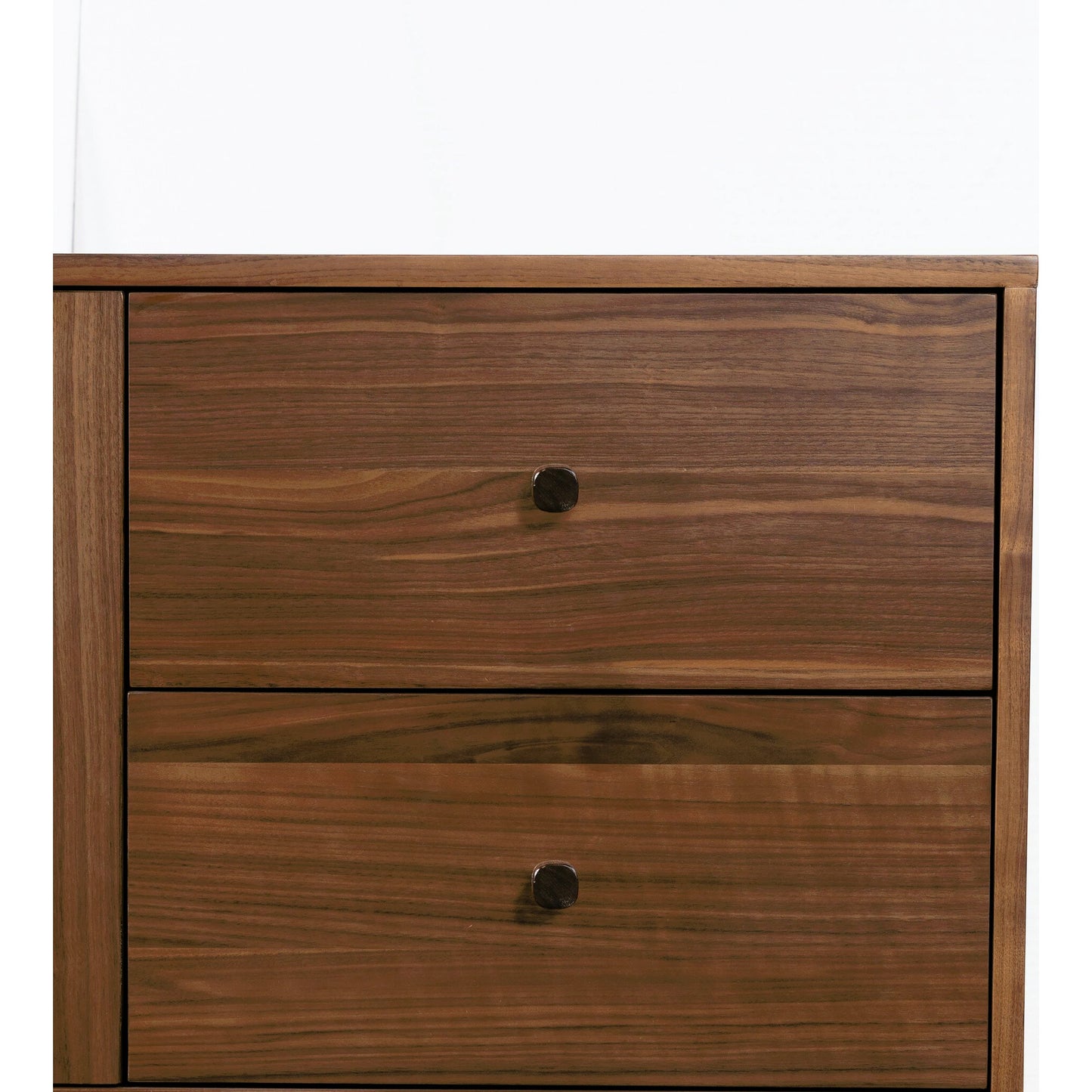 005 SI-2158047 | Closeup | Arturo Media Console by Four Hands in natural walnut veneer. Made from walnut veneer in a modern style.
