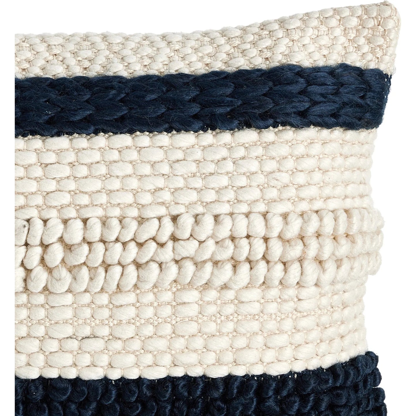 009 SI-2320298 | Closeup | Textured Stripe Pillow by Four Hands in navy, natural, cream backing. Made from unique in a transitional style.
