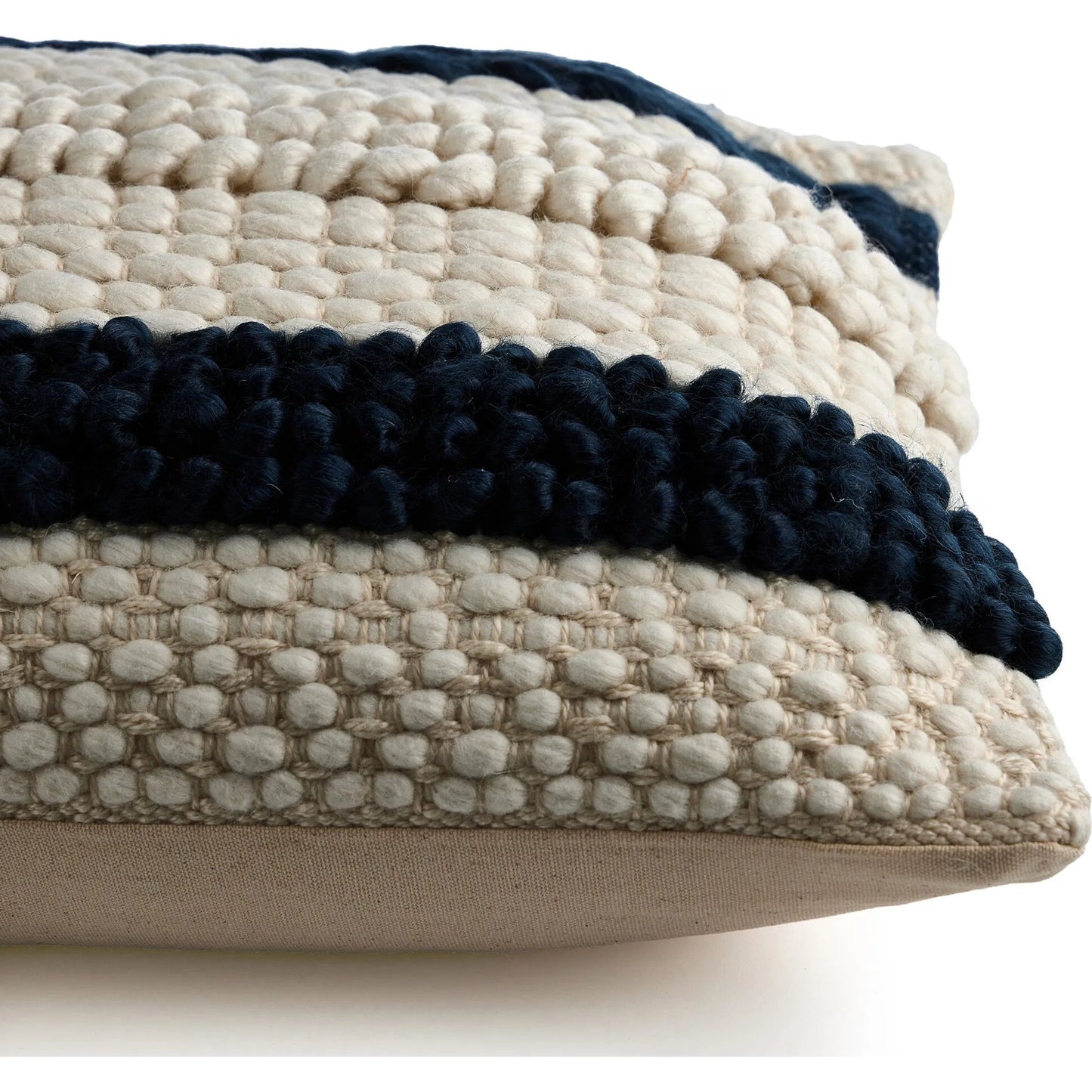 011 SI-2320298 | Closeup | Textured Stripe Pillow by Four Hands in navy, natural, cream backing. Made from unique in a transitional style.
