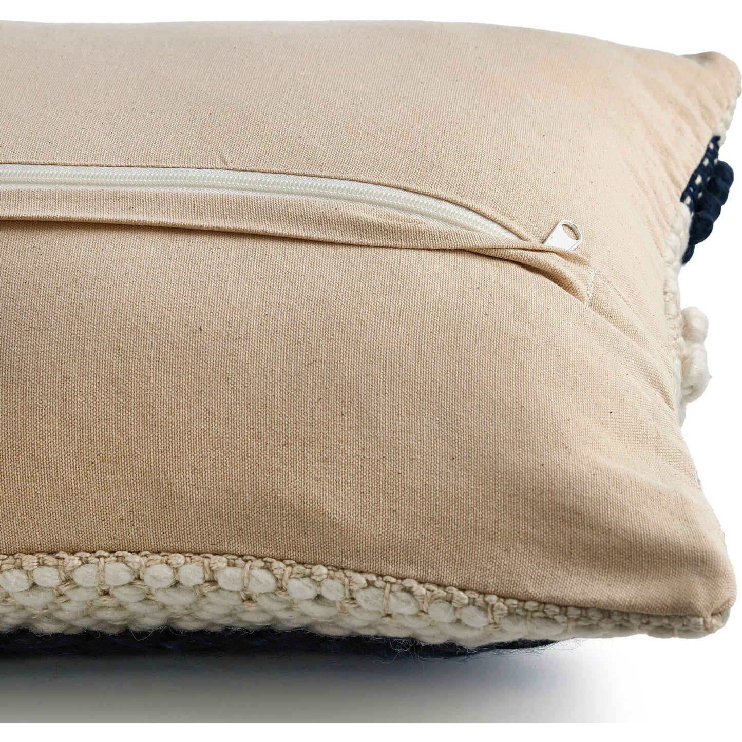 012 SI-2320298 | Closeup | Textured Stripe Pillow by Four Hands in navy, natural, cream backing. Made from unique in a transitional style.