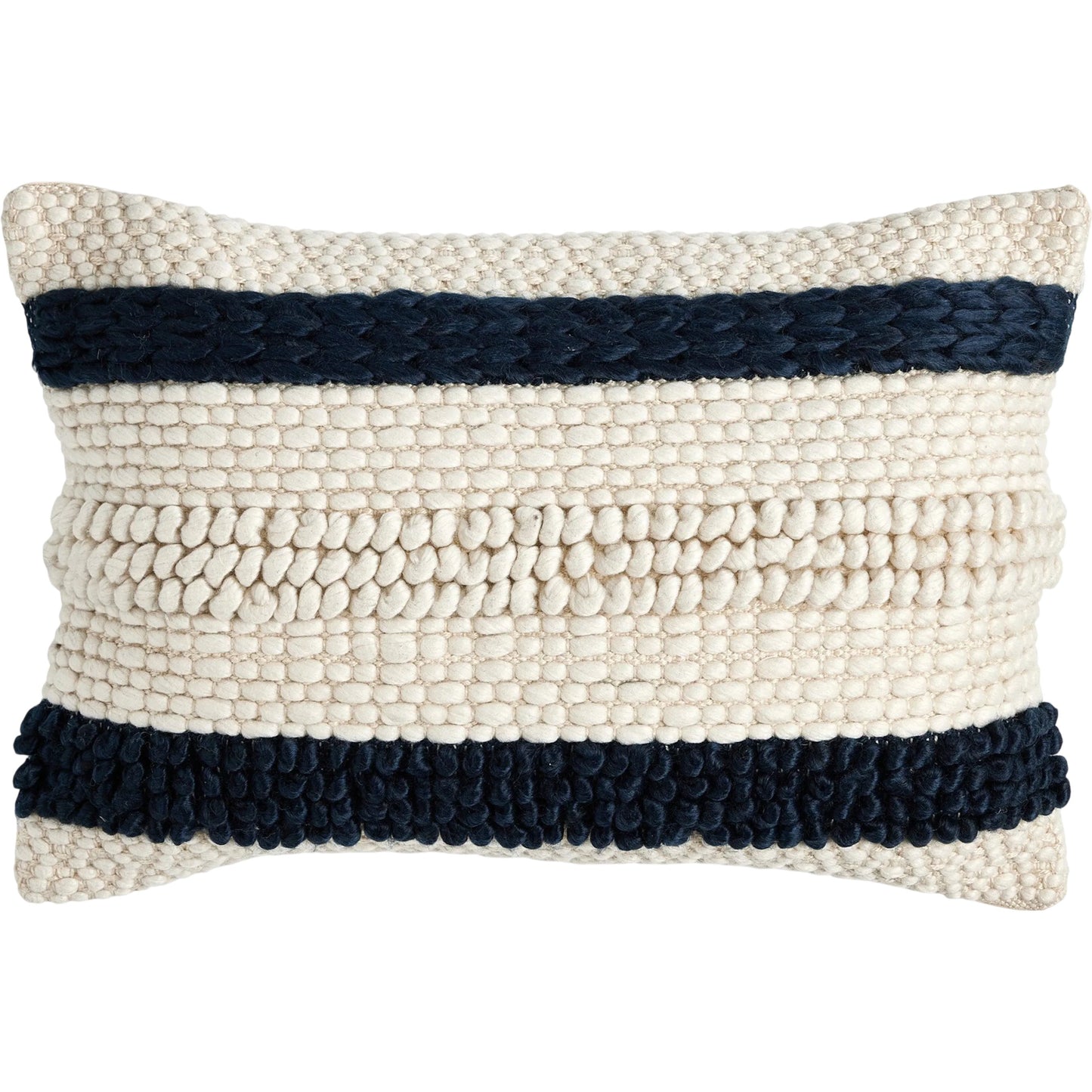 002 SI-2320298 | Primary Silo | Textured Stripe Pillow by Four Hands in navy, natural, cream backing. Made from unique in a transitional style.