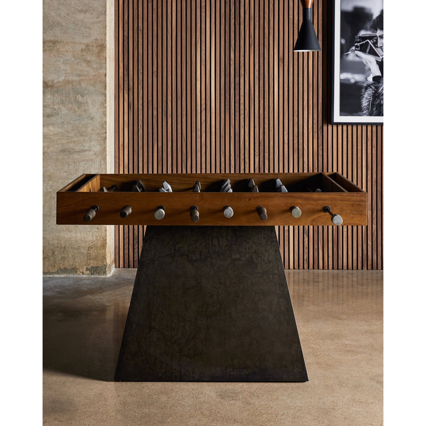 001 SI-1901526 | Lifestyle | Foosball Table by Four Hands in natural brown guanacaste. Made from aluminum, iron in a modern style.
