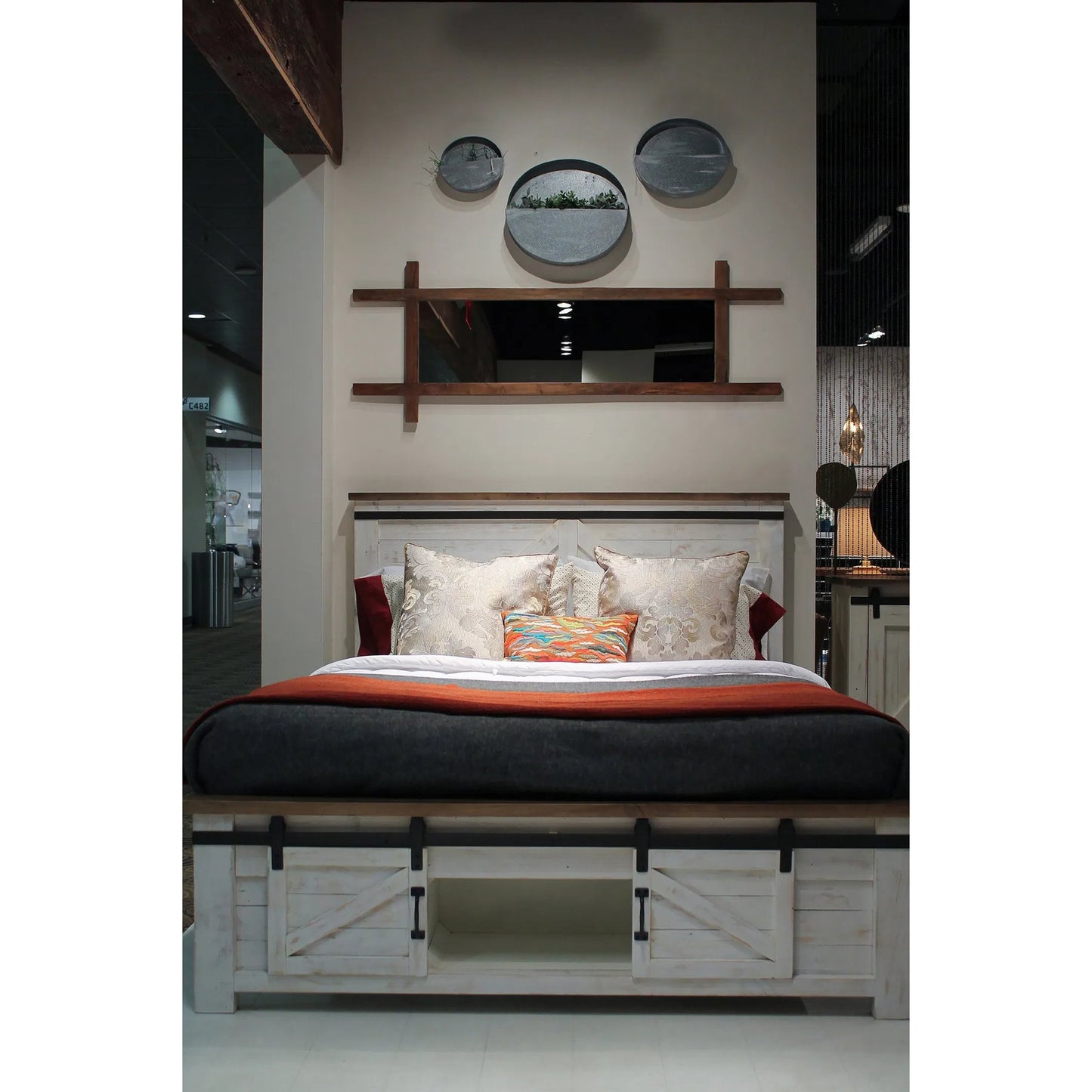 024 SI-2004384 | Lifestyle | Provence Bed by LH Imports in white, brown and antique white, rustic natural, rustic charcoal black. Made from fsc reclaimed pine, iron in a modern style.