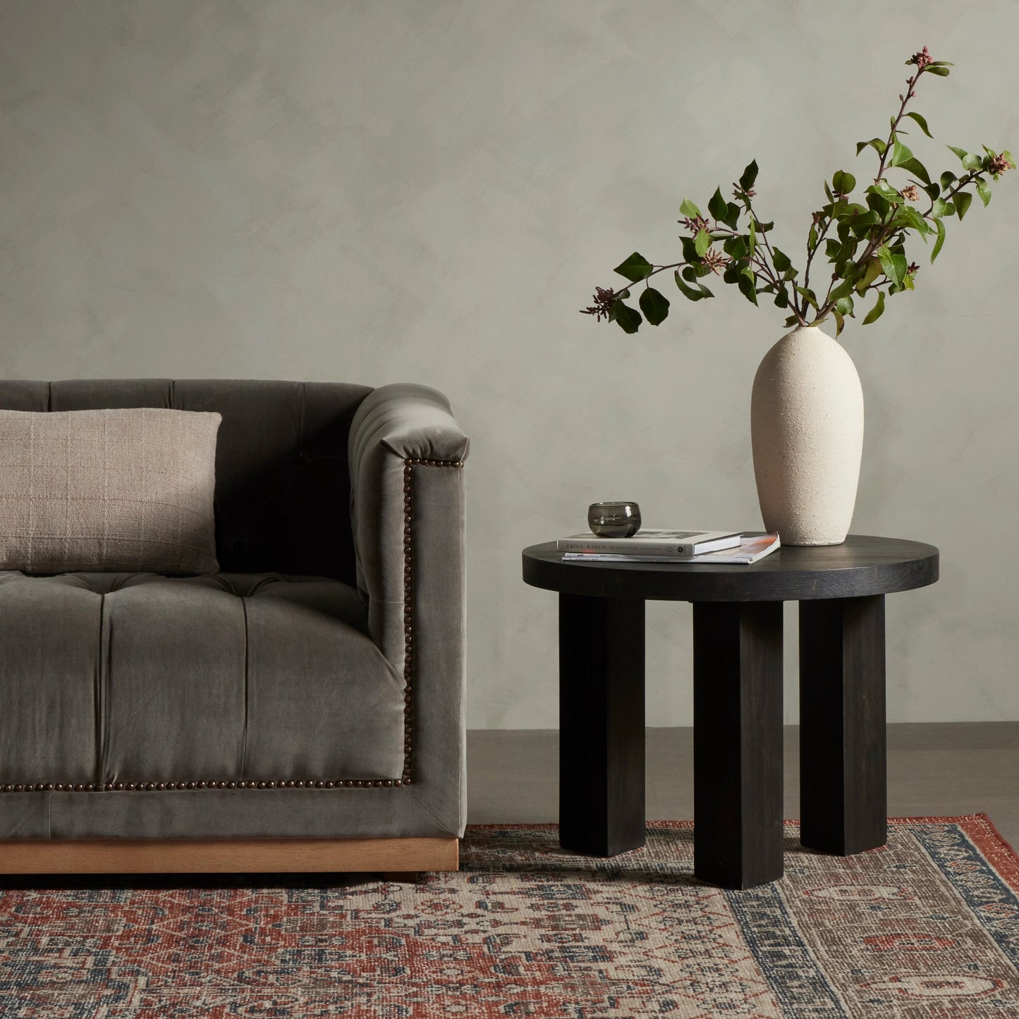 016 SI-1977560 | Lifestyle | Mesa End Table by Four Hands. Made from solid parawood in a modern style.
