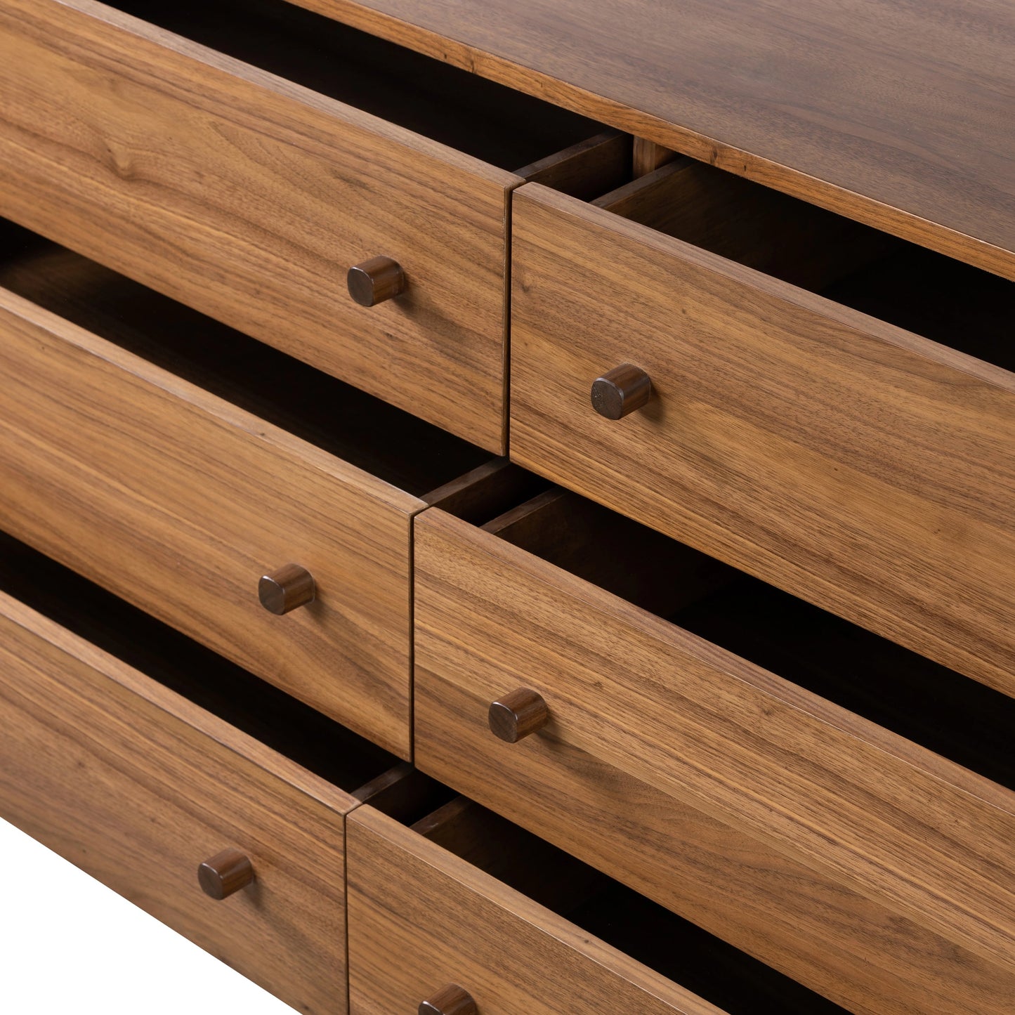 010 SI-2074081 | Additional Silo | Arturo 6 Drawer Dresser by Four Hands in natural walnut. Made from walnut veneer, solid walnut in a modern style.