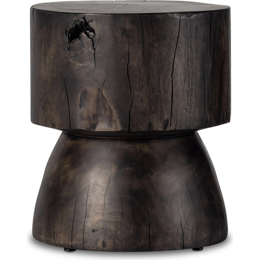 Tino End Table by Four Hands in rubbed black. Made from solid mixed reclaimed wood in a modern style.