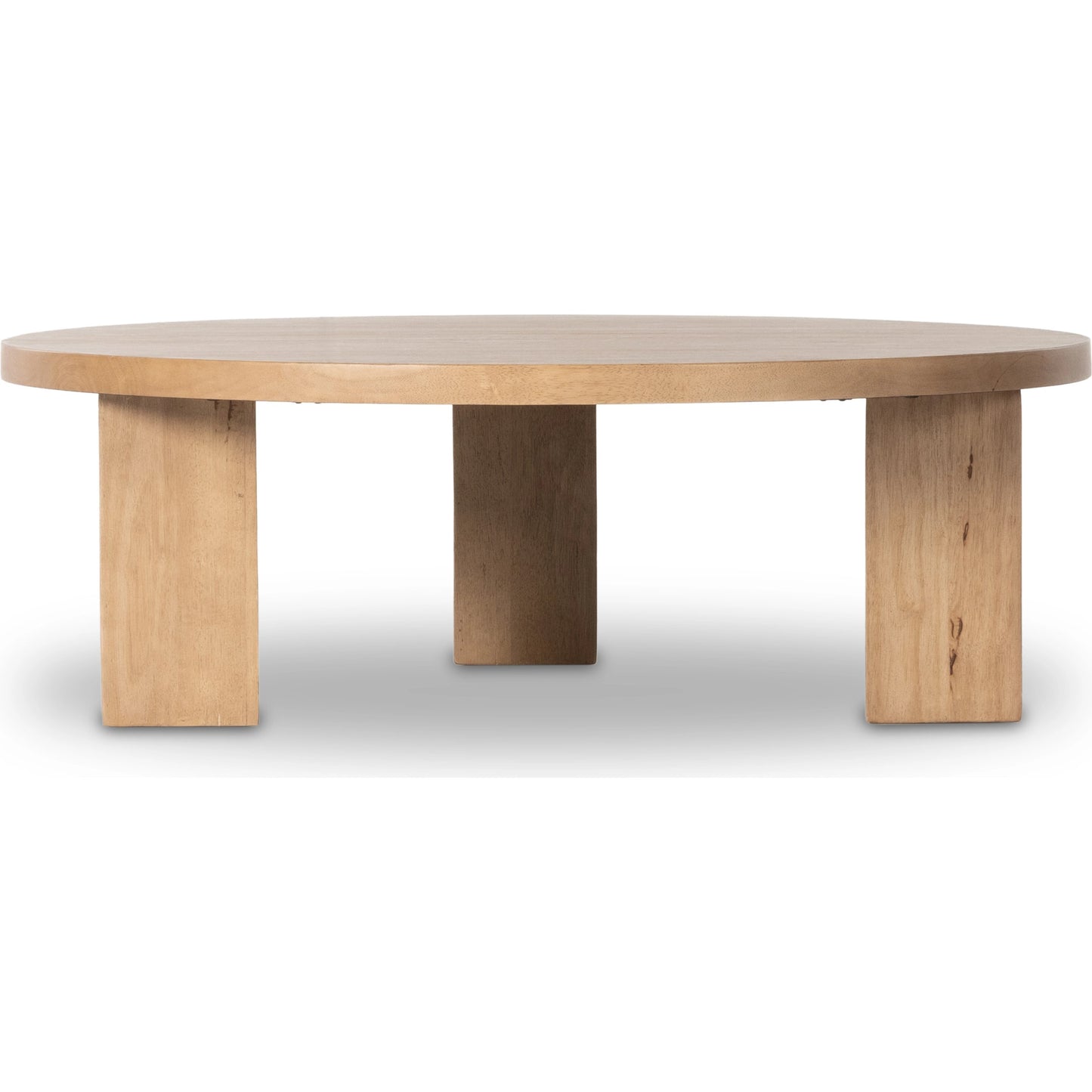 012 SI-1980579 | Additional Silo | Mesa Large Round Coffee Table by Four Hands in light brushed parawood. Made from solid parawood, iron in a modern style.