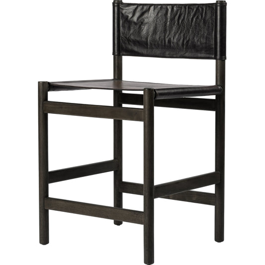 Kena Counter Stool by Four Hands. Made from solid parawood, top grain leather in a modern style.