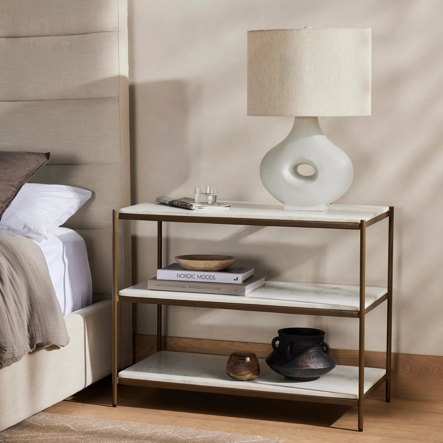 017 SI-1980375 | Lifestyle | Felix Large Nightstand by Four Hands. Made from iron, solid marble in a modern style.