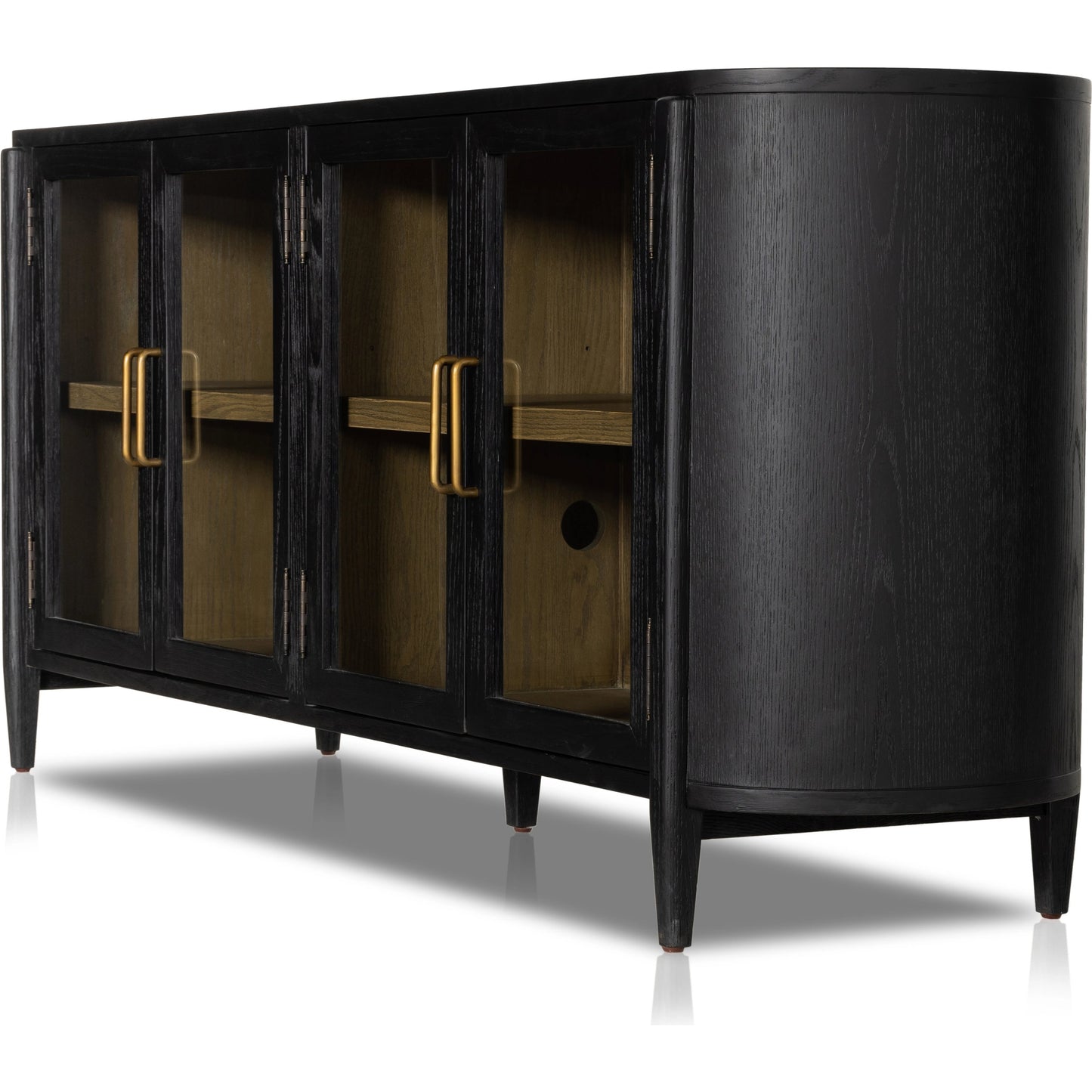 002 SI-1977861 | Additional Silo | Tolle Sideboard by Four Hands in drifted matte black, drifted oak. Made from solid oak, tempered glass, oak veneer in a modern style.