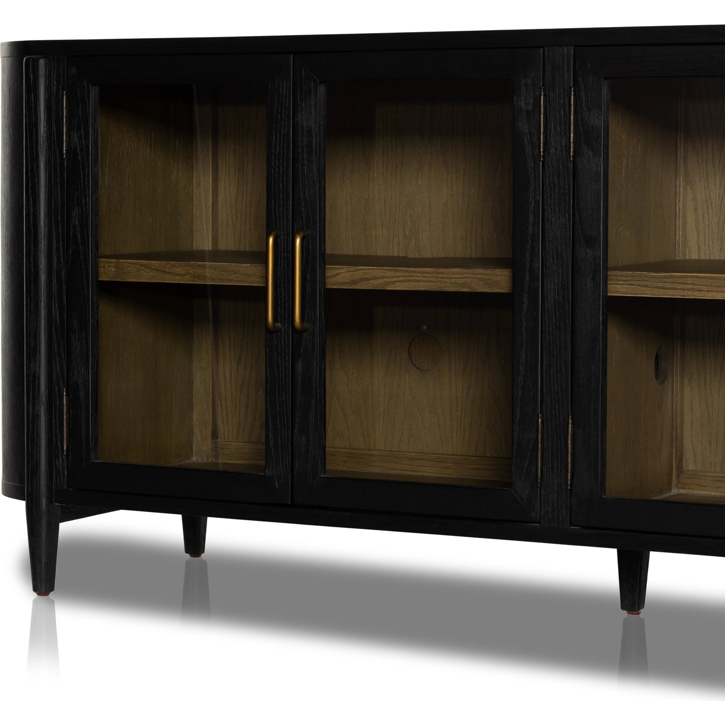 011 SI-1977861 | Additional Silo | Tolle Sideboard by Four Hands in drifted matte black, drifted oak. Made from solid oak, tempered glass, oak veneer in a modern style.